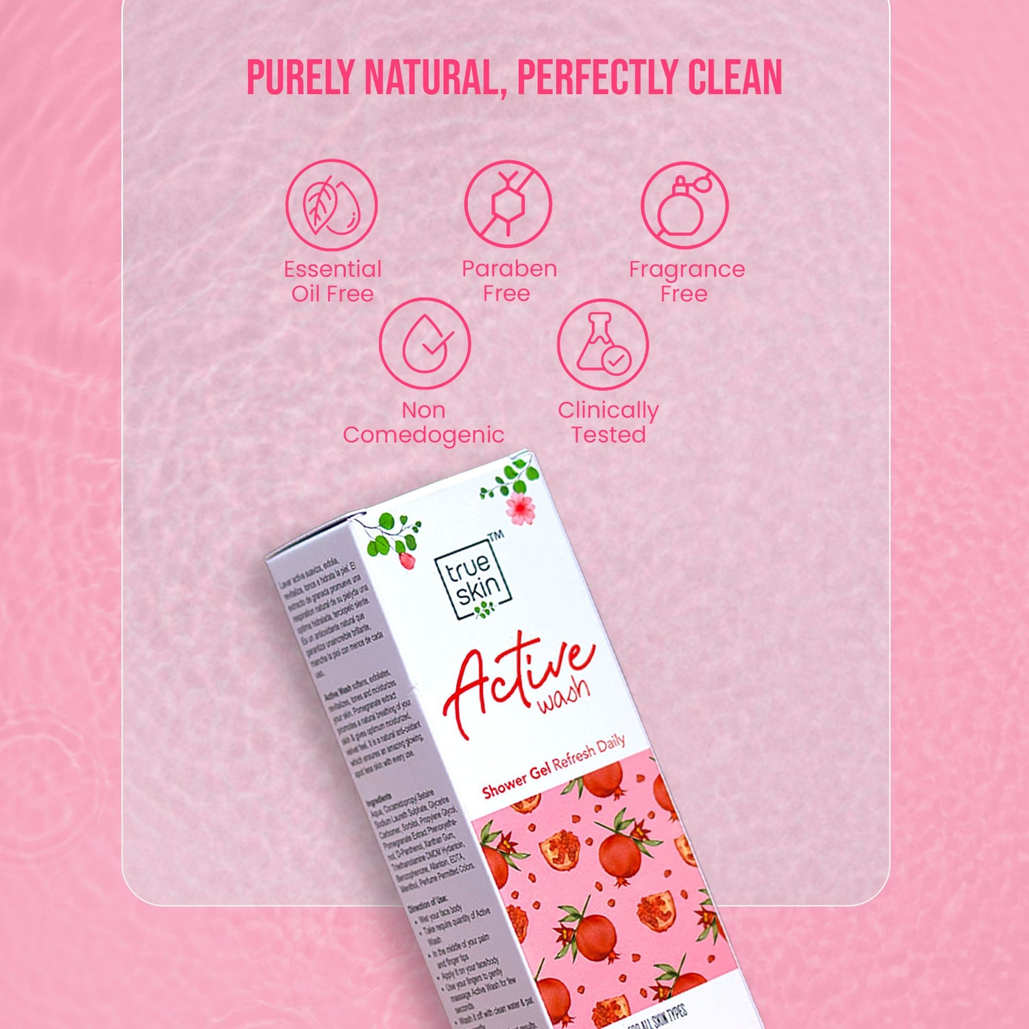 True Skin Active Wash with pomegranate extract and menthol