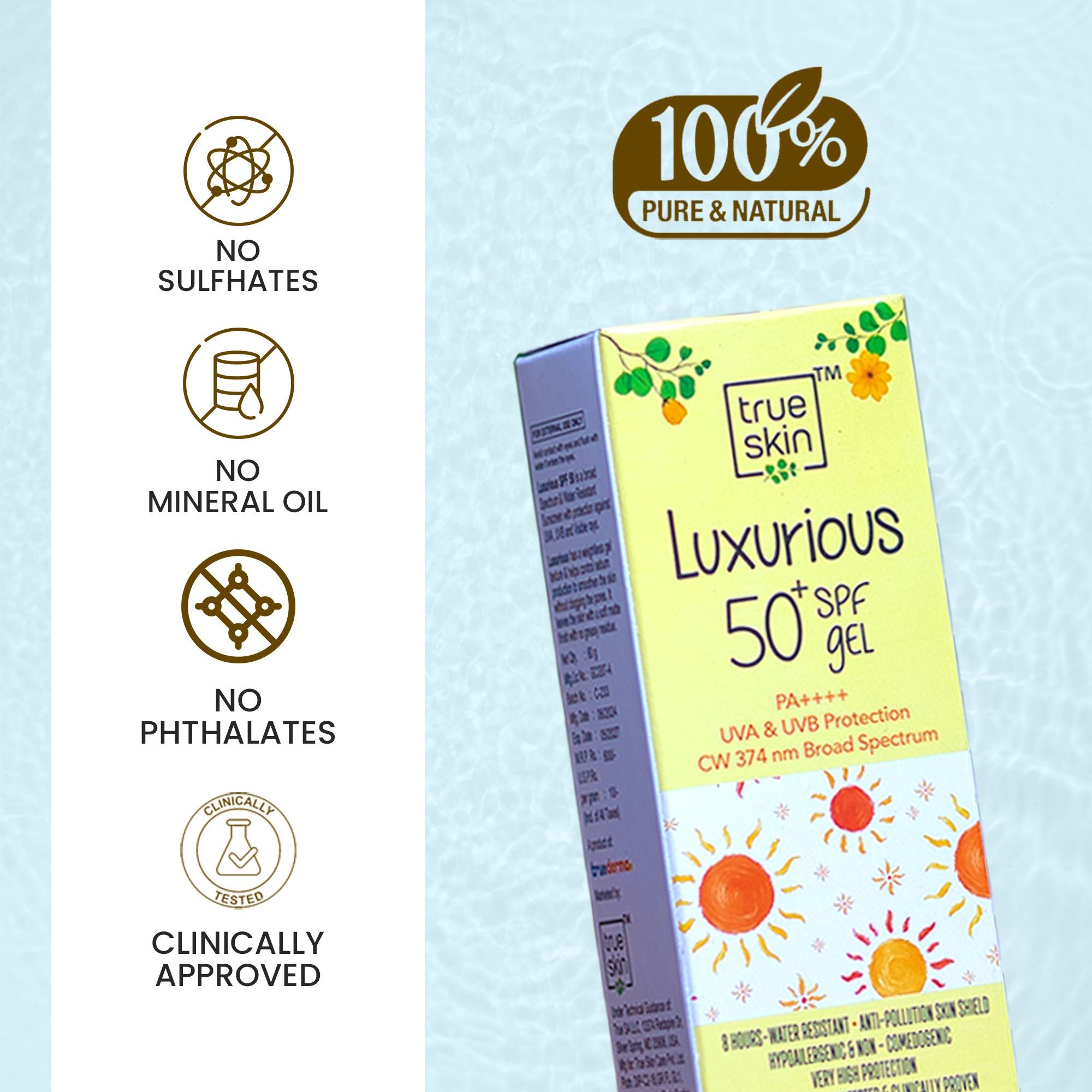Sunscreen gel for face with Aloe Vera and Allantoin - 100% Pure & Natural
