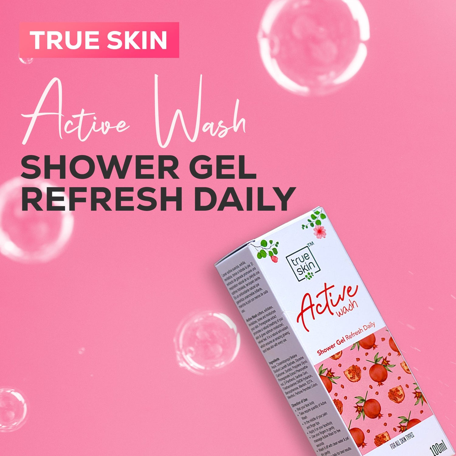 True Skin Active Wash Shower Gel for deep cleansing and hydration
