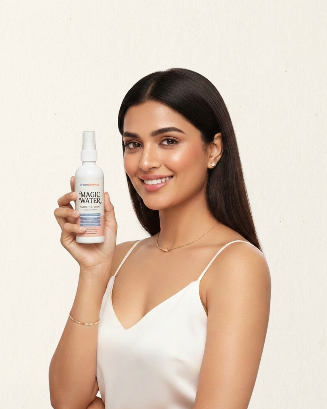 a GIRL WITH SPRAY BOTTLE