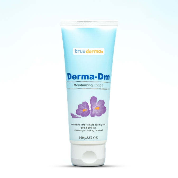 Truederma Moisturizing Lotion for dry skin with soft, hydrated skin background
