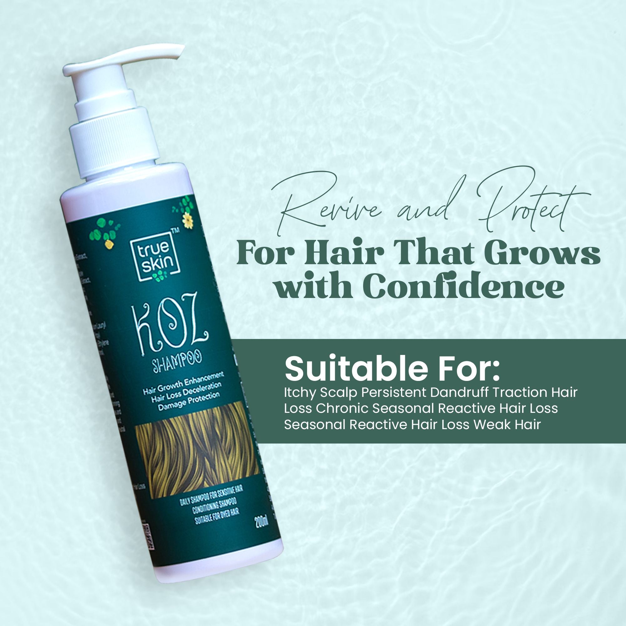 True Skin Koz Anti-Dandruff Shampoo for clear scalp