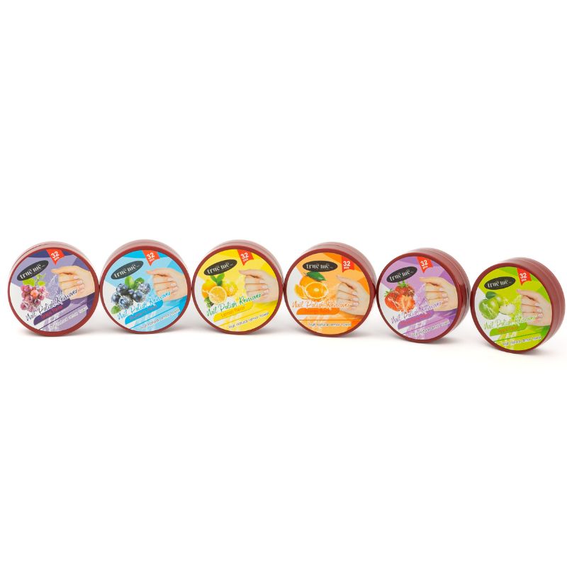 nail polish remover in six different flavors
