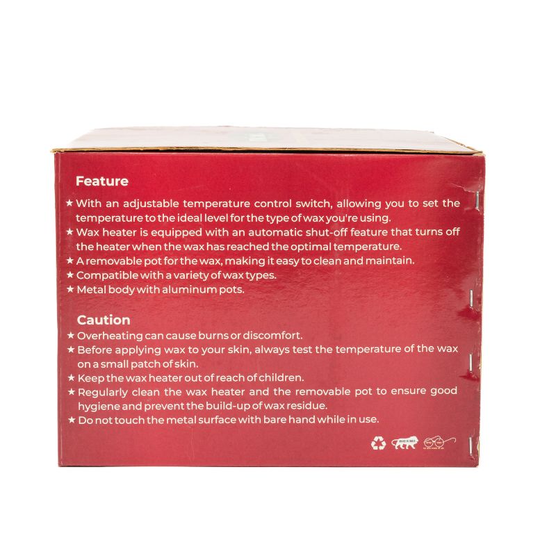 true me wax melting heater machine box showing features and caution