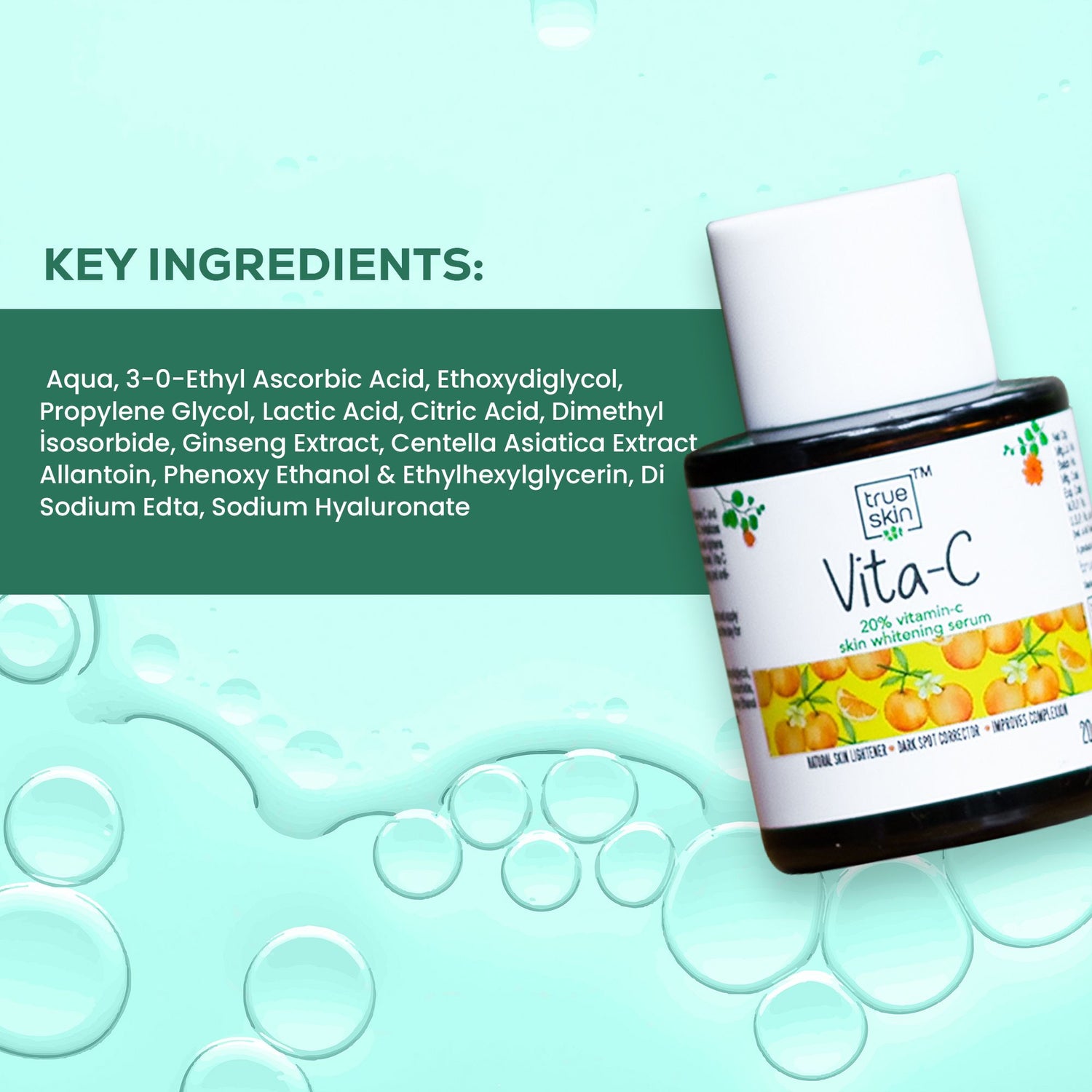 Skin whitening serum with pure Vitamin C - True Skin