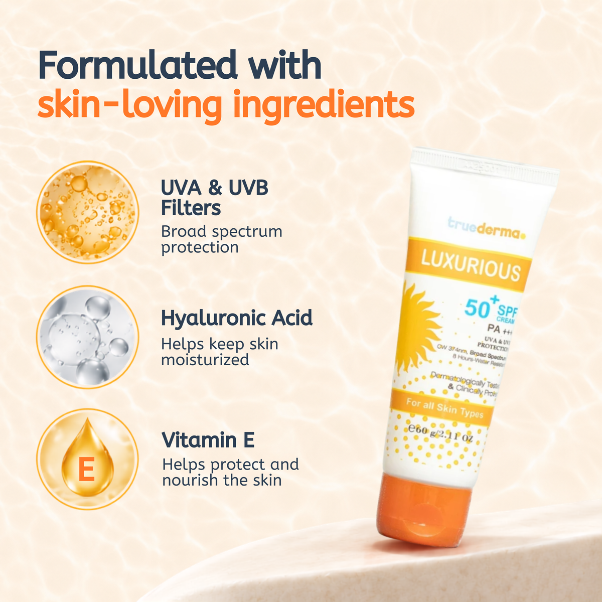 True Derma Luxurious 50SPF Cream |  SPF50 Sun Cream | Sunscreen Cream