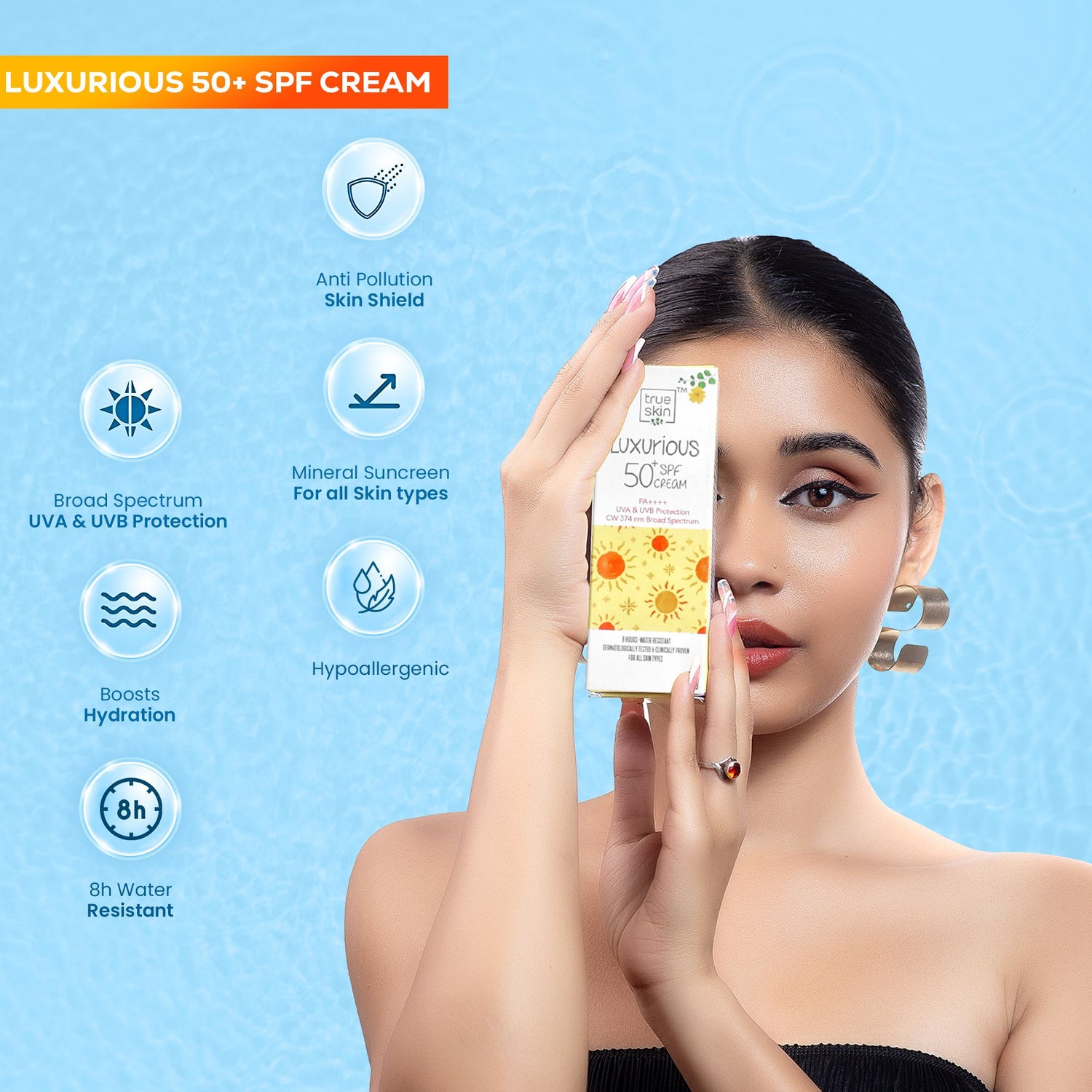 True Skin Luxurious Sun Block Cream 50 SPF(PA+++) | Sunscreen Cream | SPF 50 Sunscreen