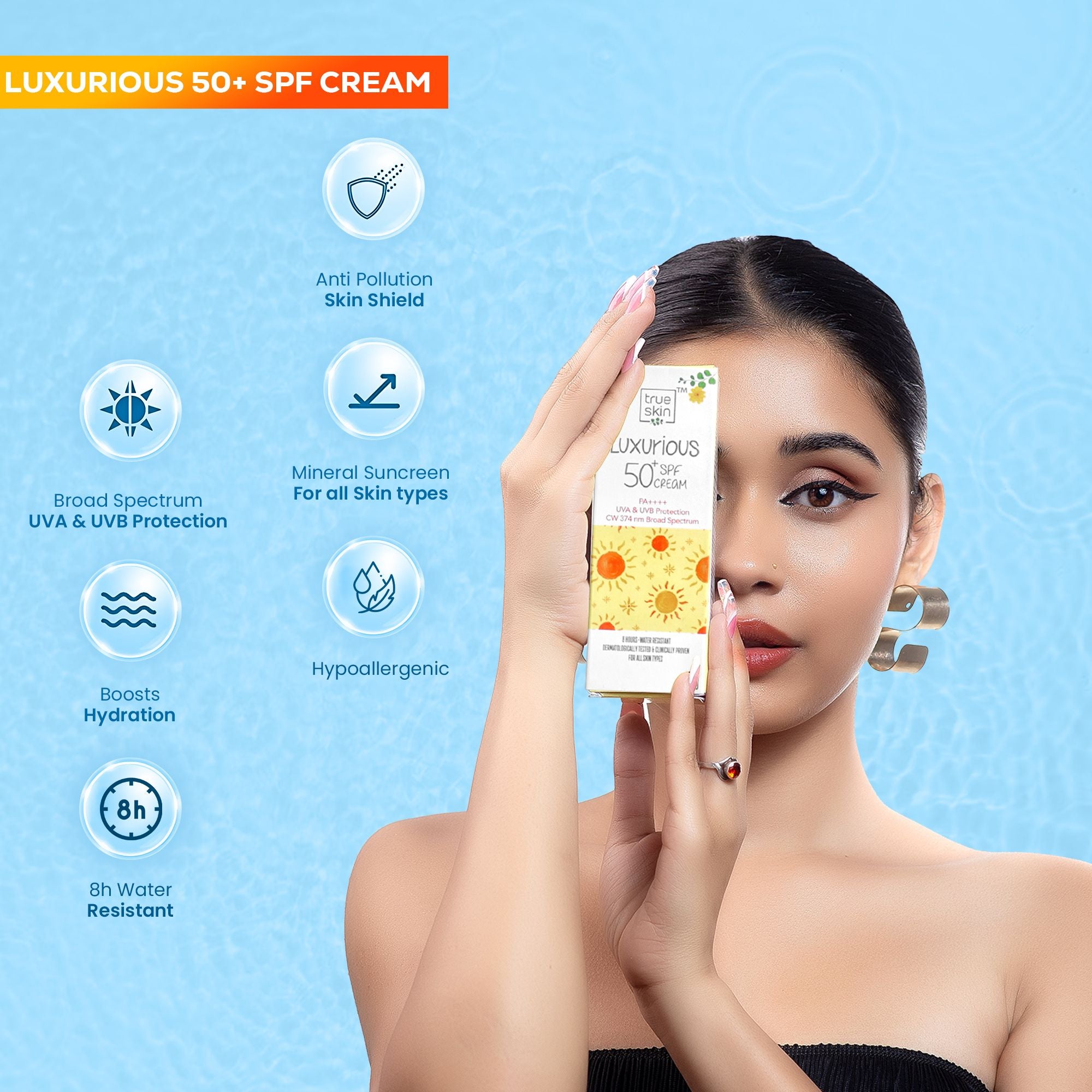 Trueskin Luxurious Sun Block Cream 50 SPF(PA+++) | Sunscreen Cream | SPF 50 Sunscreen