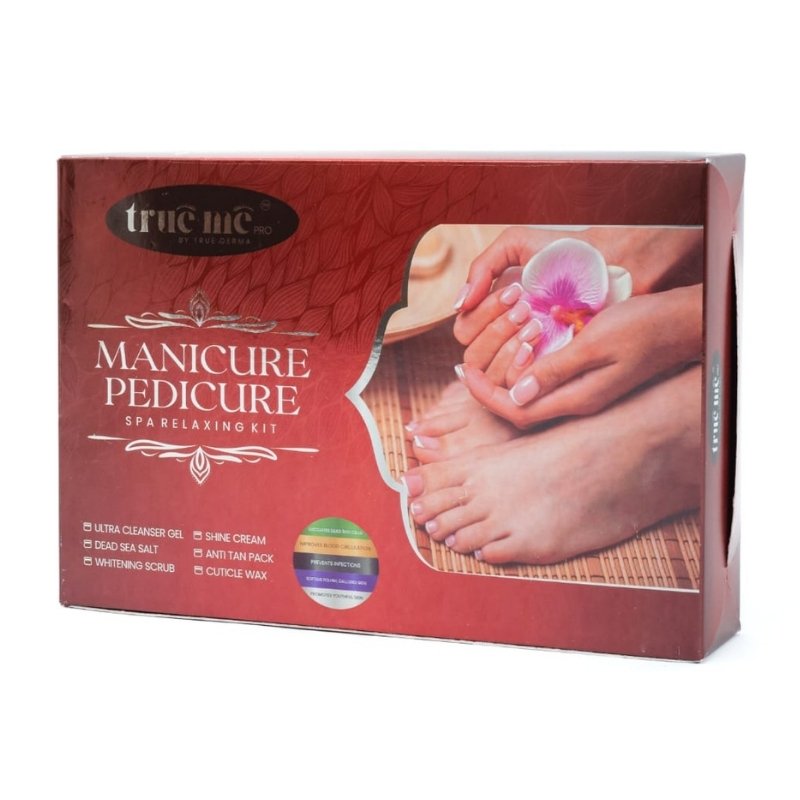 Manicure Pedicure kit packaging with a person&