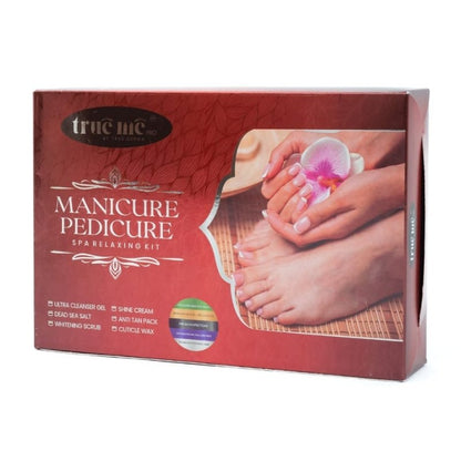 Manicure Pedicure kit packaging with a person&