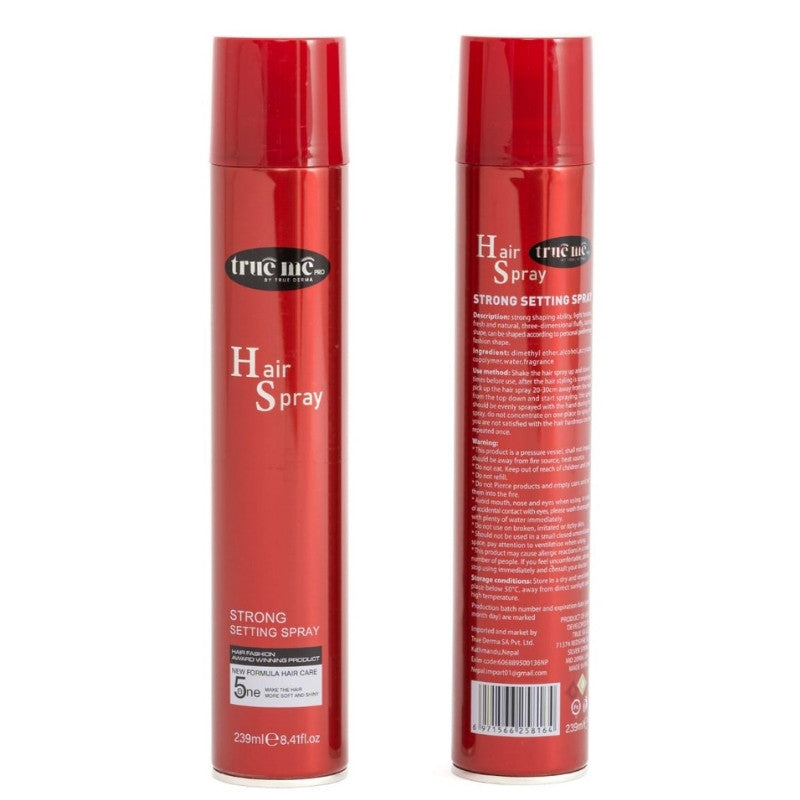 True Me Hair Spray – Strong Setting Spray | New 5-in-1 Formula for Soft &amp; Shiny Hair