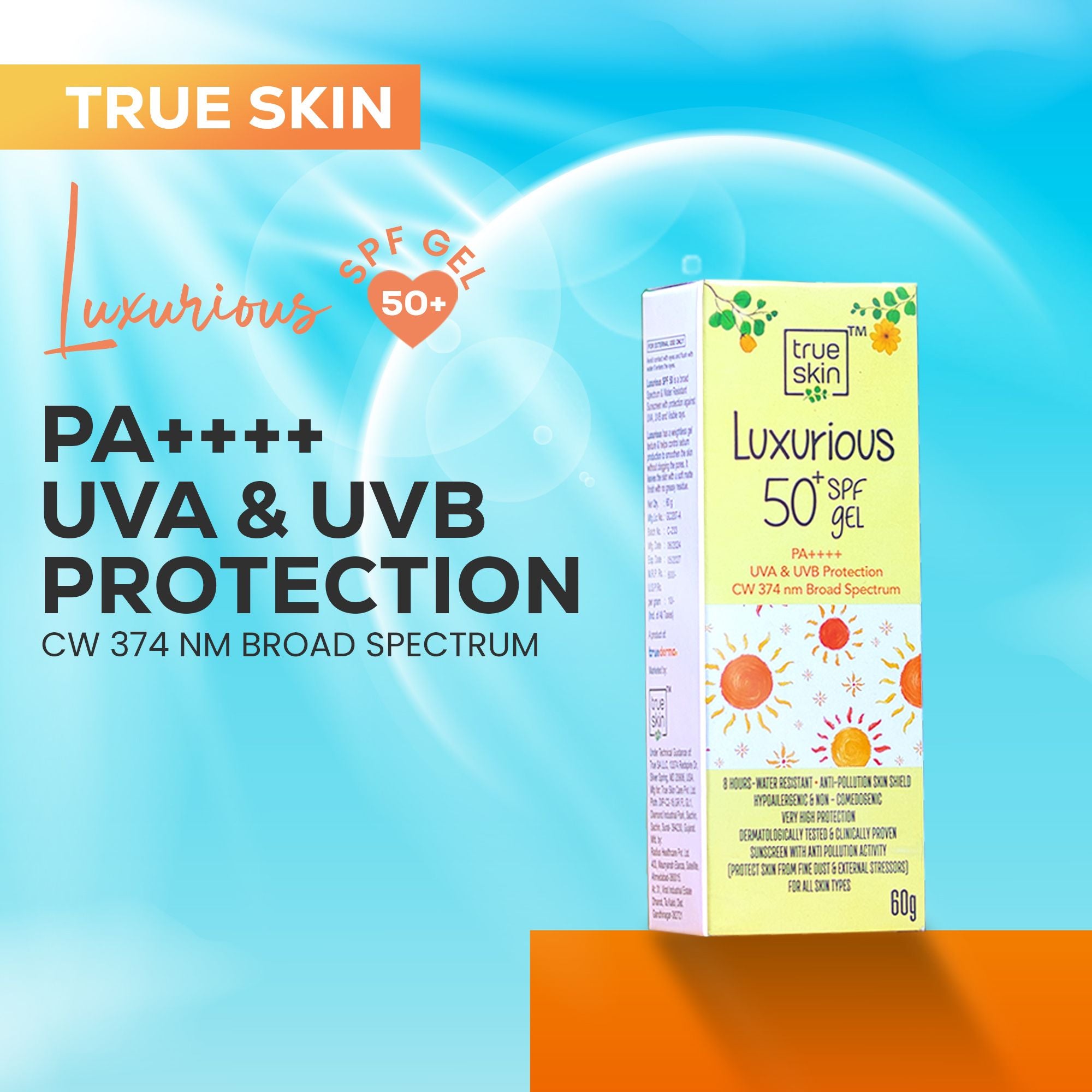 Trueskin Luxurious Sun Block Gel 50 SPF(PA+++) | Sunscreen Gel | SPF 50 Sunscreen