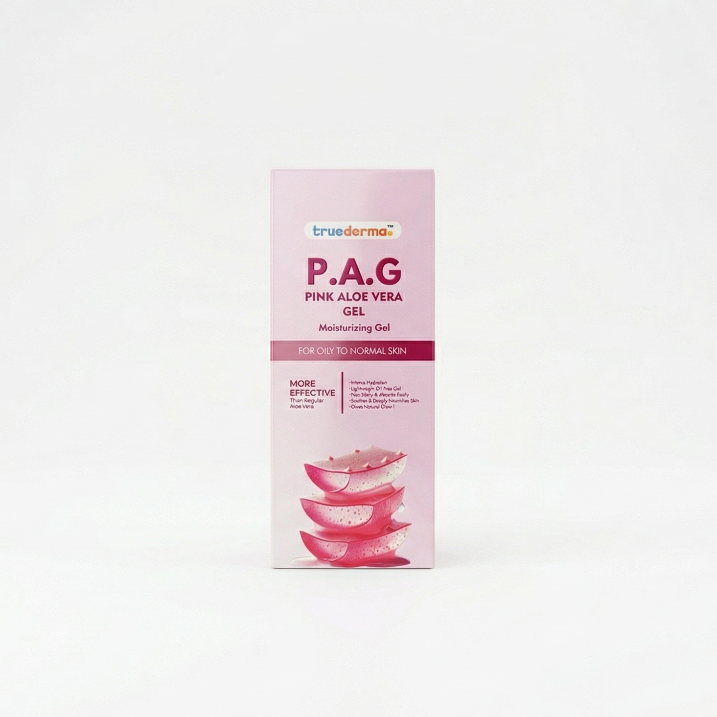 P.A.G Pink Aloe Vera gel packaging on a white background