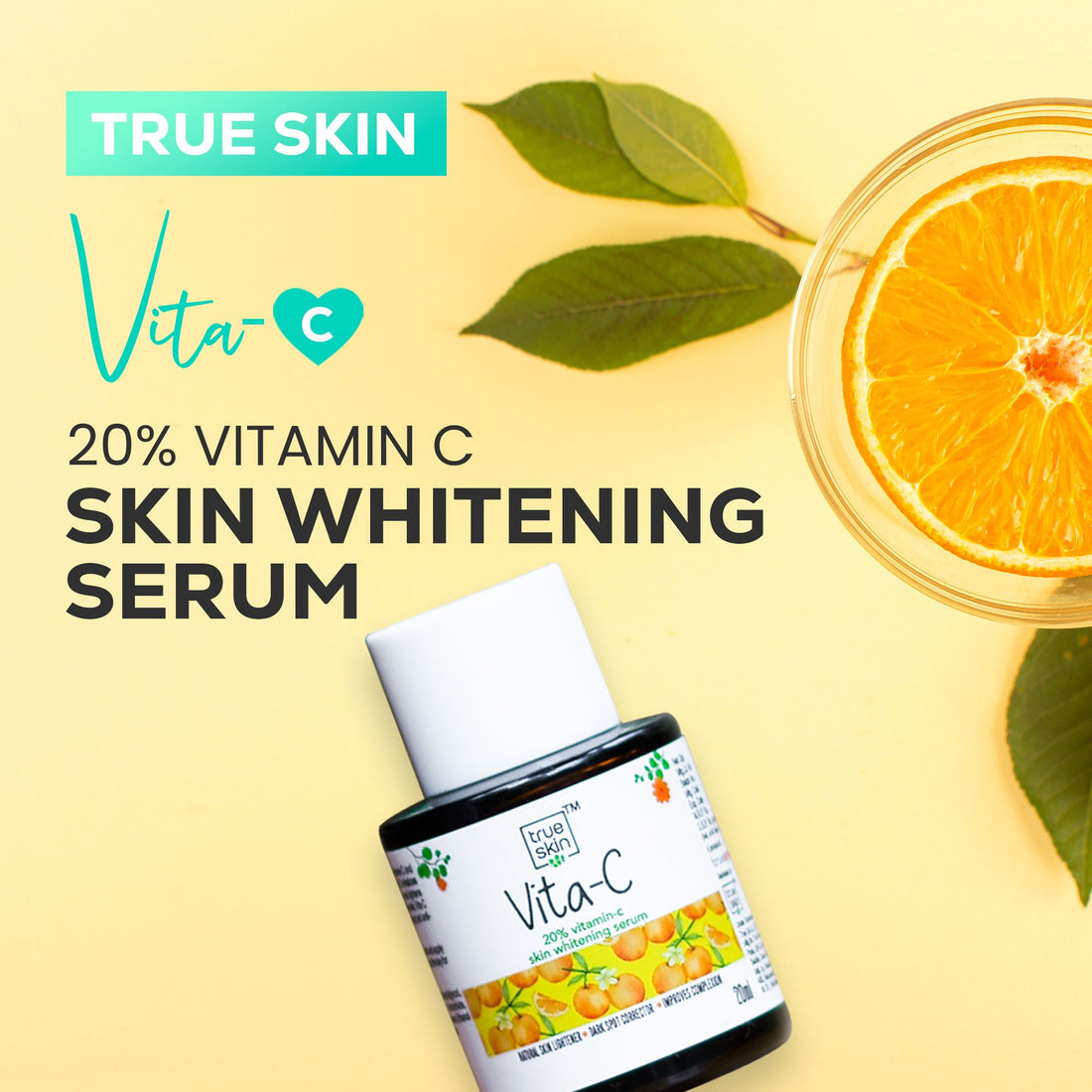 True Skin Vita C Serum bottle for skin whitening - 20% Vitamin C