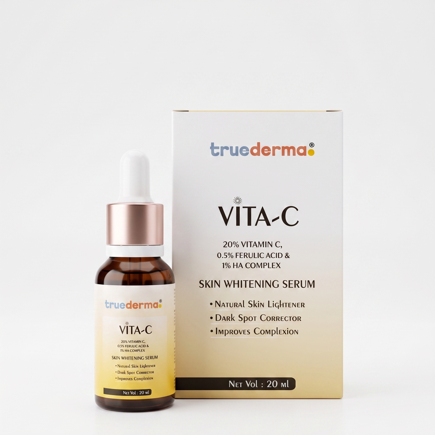 TrueDerma Vita-C skincare serum bottle and packaging on a white background