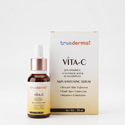 TrueDerma Vita-C skincare serum bottle and packaging on a white background