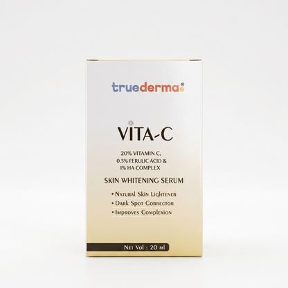 TrueDerma Vita-C skin whitening serum packaging on a white background