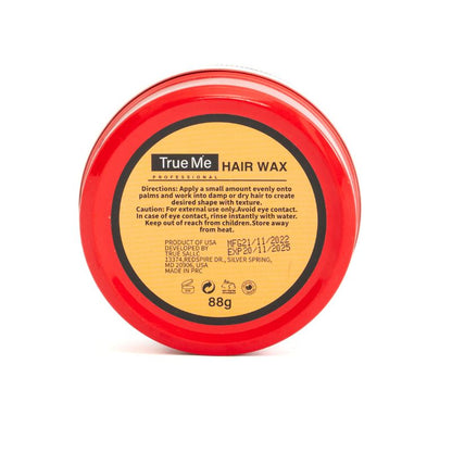A container of True Me Hair Wax with the Blueberry scent. 
