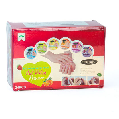 nail polish remover by true me in a red packaging 