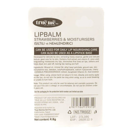 lip balm with strawberries and moisturizers isiltili vs nemlendirici by true me 